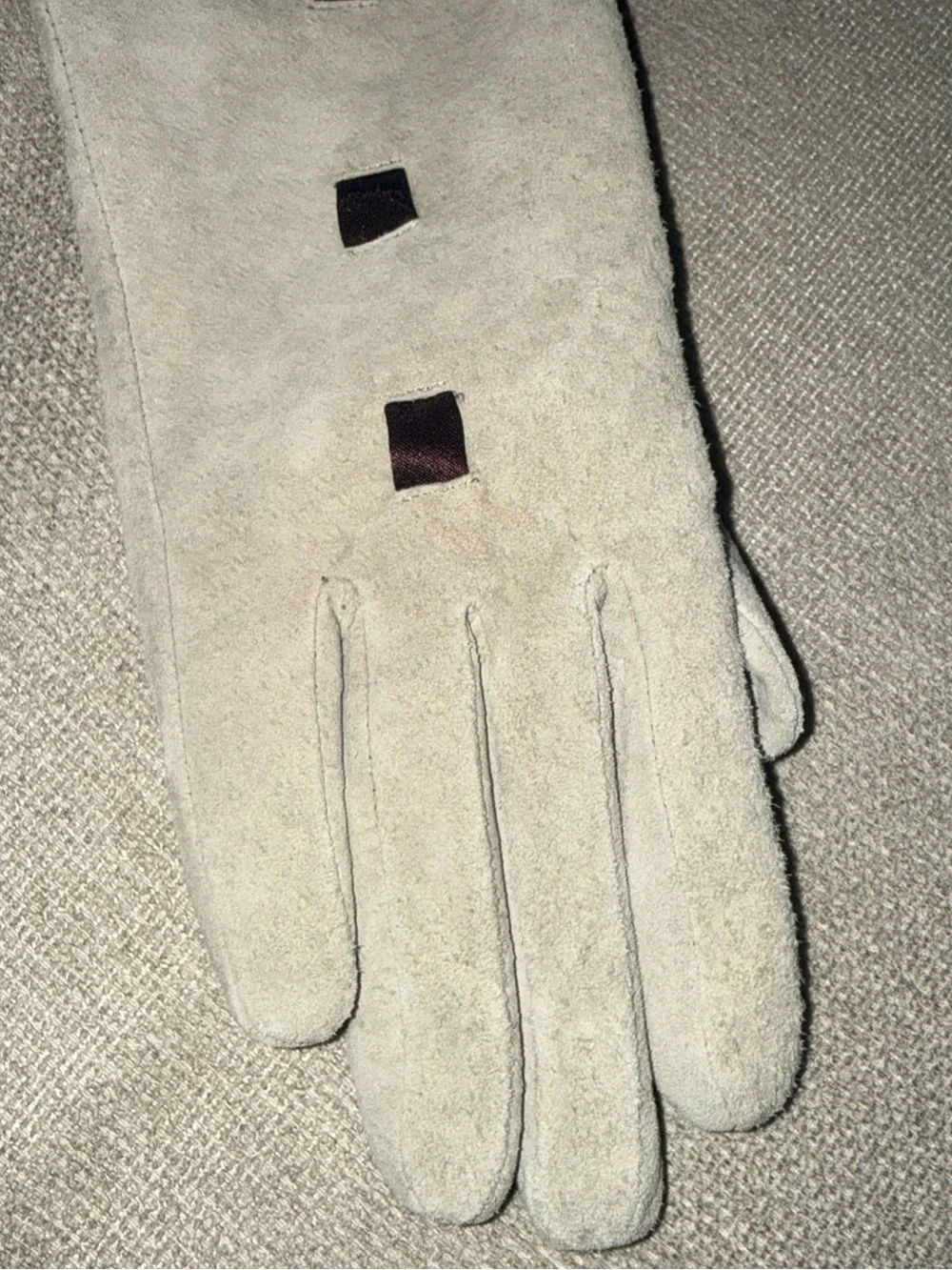 Vintage Style Long Cream Suede Leather Dress Opera Gloves SIZE M/L EUC.